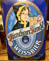 Fém sörös reklám tábla, Münchner Kindl Weissbier HB Hofbräu München