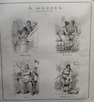 MN124/130  A Múzsák  Ganeis Antal - Calliope Clio Erato Melpomene   -   -eredeti fametszet   1872