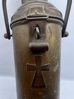 Antik Vintage sárgaréz templomi adomány gyűjtő persely,35x13cm. 7438