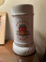 Hollóházi korsó régi Borsodi sörös logóval