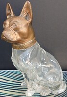 Szecessziós Bécsi Bronz/Üveg Francia Bulldog Só/Borsszóró