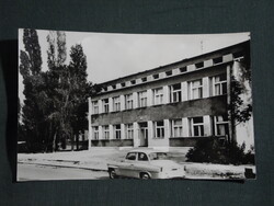 Képeslap,Fonyód,Gimnázium,Skoda autó látkép,részlet, 1965-