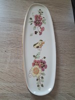 Zsolnay sorszamozott lepkés porcelán kínáló tálka 28cm