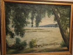 Vágfalvi Ottó festmény (Balatoni táj)