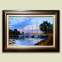 Hornyik Zoltán: Esti móló - kerettel 52x72 cm - alkotás 40x60cm - H25/255