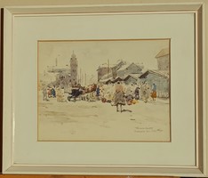 Kássa Gábor (1893-1961) : Bosnyák tér, piac 1952