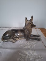 Hollóházi porcelán német juhász kutya, kézzel festett, hibátlan!