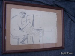 Gyenes Gitta (1888 - 1960) Rádiót hallgató