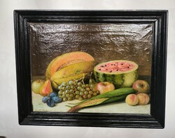 Antik Biedermeier 1862  Szignàlt csendélet gyümölcs csendélet szép àllapotban