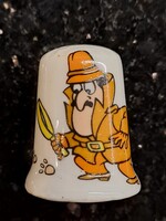 Stoke-on-treint angol porcelán gyűszű Clouseau detektív portréjával Rózsaszín párducból