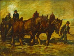 1V023 Hermann (?) jelzéssel : Rönkszállítók 121.5 x 95 cm