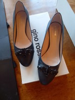 New, dark blue Gino Rossi women's elegant leather shoes with decorative embellishments, size 36.5