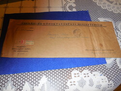 Vallás és Közoktatási Minisztérium ,  korabeli  postai hivatalos  boríték 1952 . , 35 x 13 cm