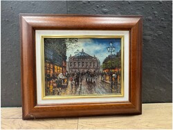Szert Károly: Párizs Opera, 32 x 24 cm, ZSŰRIZETT, keretben