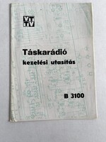 Retro, vintage Videoton B3100 Strand táskarádió kezelési utasítása és kapcsolási rajza, 1968.
