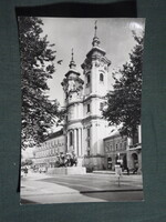 Képeslap,Eger,Dobó István tér,Végvári harcosok emlékmű,Minorita templom látkép,részlet,1968-
