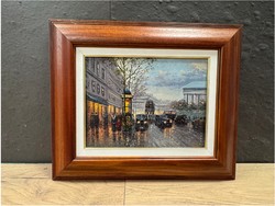 Szert Károly festmény-Fények estefelé 33 x 24 cm, ZSŰRIZETT, keretben