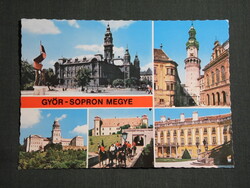 Képeslap,Győr Sopron Megye,mozaik,Pannonhalma,Mosonmagyaróvár,Fertőd látkép,részlet, 1978-