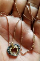 Thomas Sabo aranyozott ezüst nyaklánc+ ezüst szív medál kövekkel