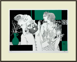 Szász Endre (1926-2003) A csábító - kerettel: 50x60 cm kép mérete: 32x40 cm