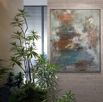 Andrea Elek - AZURIT MALACHIT - absztrakt festmény - 80x100 cm