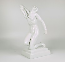 HERENDI KLEOPÁTRA HALÁLA, RÓMAI TÖRTÉNELEM, FEHÉR PORCELÁN FIGURA 25 CM, HIBÁTLAN! (B178)