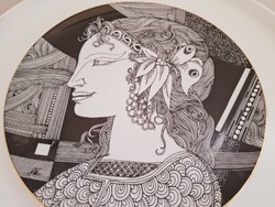 Szász Endre Hollóházi Porcelán Falitányér 24.5cm!!
