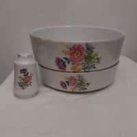 2db Alföldi porcelán virágos tál és sószoró