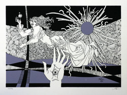 Szász Endre (1926-2003) Kedvesem (lila-fekete) - szerigráfia mérete: 32x40 cm