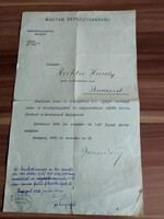 Kereskedelemügyi Miniszter Garami Ernő által aláírt kinevezés,vízjeles papír, száraz bélyegző,1918