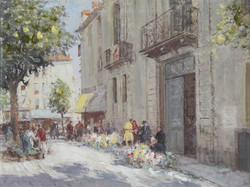 Mediterrán városrészlet - olajkép