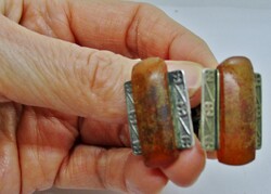Gyönyörű antik orosz ezüst mandzsetta  sárga borostyánkövekkel