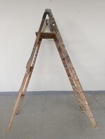 Antik kétágú fa létra felnyitható nagy méretű könyvtár szobafestés bútor kinyitható 968 1485