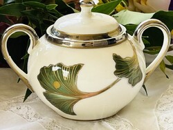Zsolnay ősz "ginkgo biloba" mintás cukortartó