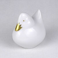 1U322 Régi festetlen aranyozott csőrű Hollóházi porcelán vadkacsa 6.5 cm