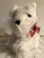 KUTYA - TERRIER - PLÜSS - 22 x 20 x 12 - cm - HÓFEHÉR -  ÚJSZERŰ - HIBÁTLAN