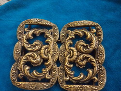 Antik filigrán szecessziós díszes  övcsat 7,5 x 6,0 cm Rézből.
