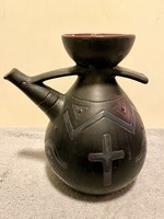 Festett cserép korsó/kiöntő - 25,5 cm