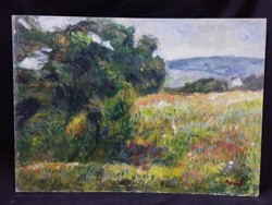 Monos József - Érik a gabona olaj, farost festmény 50x70 cm