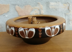 Hódmezővásárhelyi kerámia ikebana, viragrendező tál