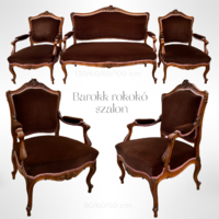 Barokk rokokó antik szalon ülőgarnitúra 1+1+2