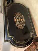 Bécsi Boulle asztal fekete fa réz berakással