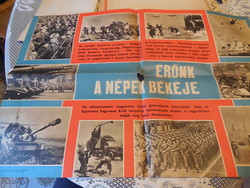 MHSZ plakát , / Magyar  Honvédelmi Szövetség  / Erőnk a népek békéje     , 68 x 48 cm