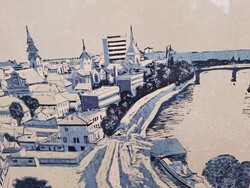 Mészáros Lajos (1925-1971) Szolnok Madártávlatból