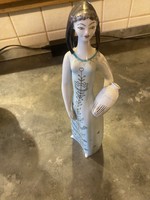Hollóházi korsós lány - kézzel festett art deco porcelán