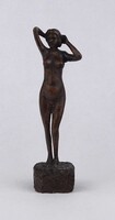 1U961 Régi kisméretű jelzett ILLYÉS 1937 női akt fafaragás faszobor 16.5 cm