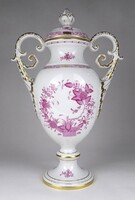 1R300 Hatalmas Herendi indiai kosár mintás porcelán urna 36.5 cm