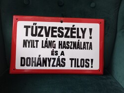 Tűzveszély zománc tábla