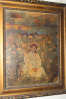 Antik szignált festmény 909