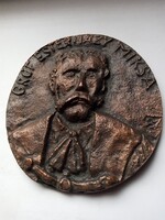 Gróf Esterházy Miksa bronz emlékplakett, szignós 110 mm